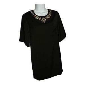 Blaque Label Womens Jeweled Neckline Sheath Cocktail Dress Black Size Medium NWT